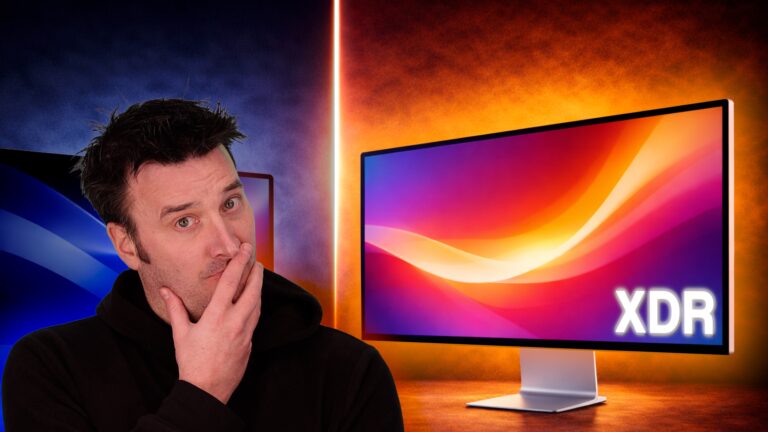 Apple Studio Display XDR review thumbnail showing $3299 price and surprised presenter